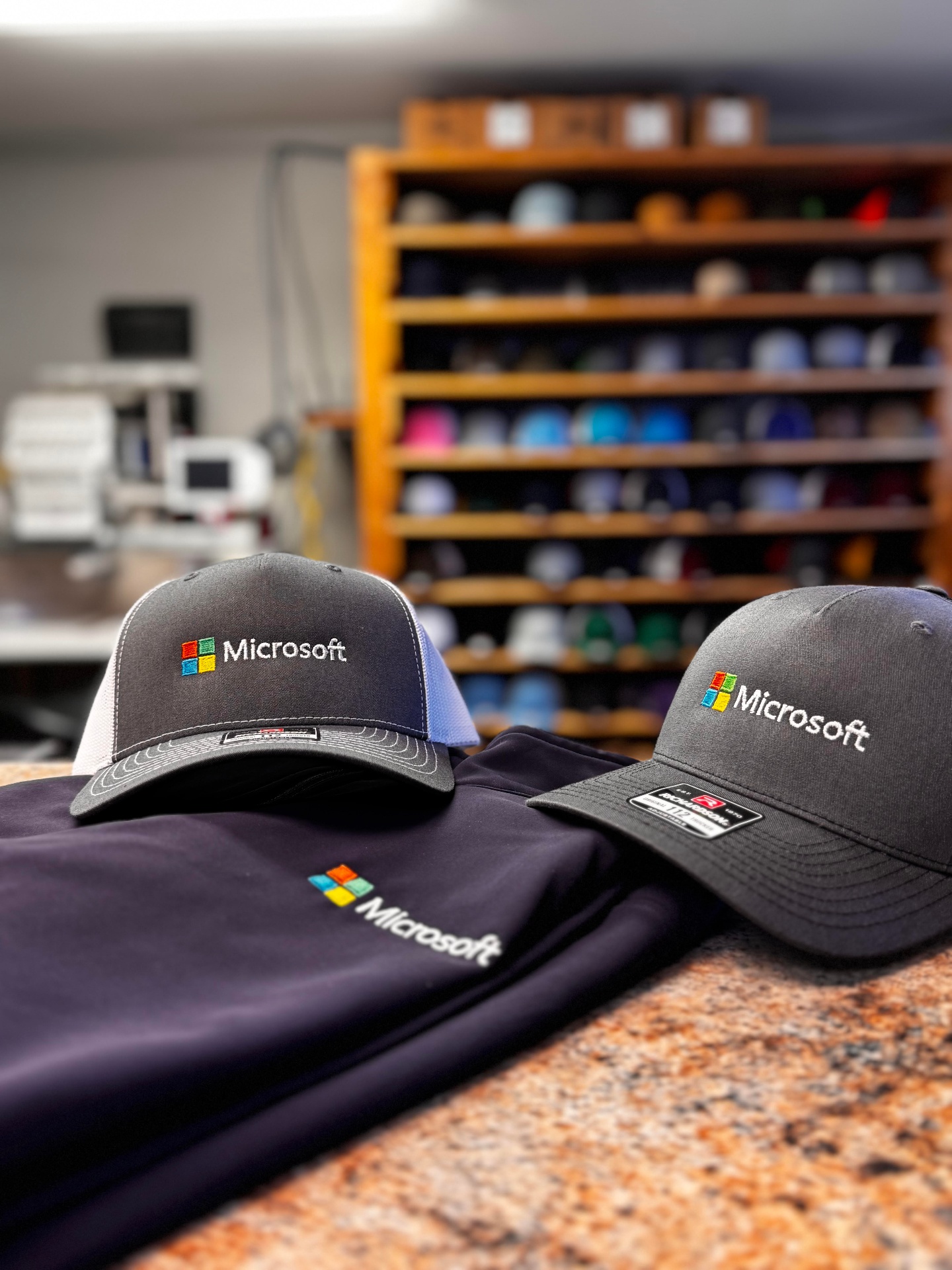 Embroidered caps shipped by QHL Merch